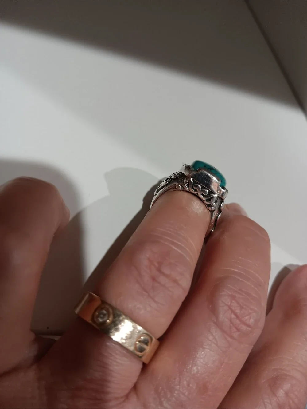 Turquoise Statement Silver Ring - Blue Green Gem